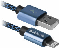 Кабель DEFENDER USB ACH01-03T PRO USB2.0 Синий, AM-LightningM, 1m, 2.1A (87811)