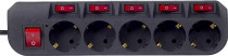 Сетевой фильтр BURO 3м 5 розеток черный коробка (500SH-3-SW-B)