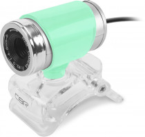 Веб камера CBR с матрицей 0,3 МП, разрешение видео 640х480, USB 2.0, встроенный микрофон, ручная фокусировка, крепление на мониторе, длина кабеля 1,4 м, цвет зелёный (CW 830M Green)