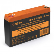 Аккумуляторная батарея EXEGATE ёмкость 7.2 Ач, напряжение 6 В, HRL 6-7.2, клеммы F1 (EX282952RUS)