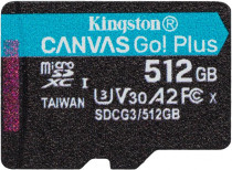 Карта памяти KINGSTON 512 Гб, microSDXC, чтение: 170 Мб/с, запись: 90 Мб/с, A2, V30 (SDCG3/512GBSP)
