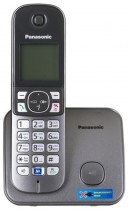 Радиотелефон PANASONIC база, трубка, стандарт DECT/GAP, Caller ID/АОН, громкая связь, связь трубка-трубка, полифонические мелодии, аккумуляторы: AAAx2, серый (KX-TG6811RUM)