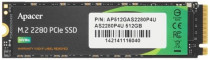 SSD накопитель APACER 512 Гб, внутренний SSD, M.2, 2280, PCI-E x4, NVMe, чтение: 3500 Мб/сек, запись: 2300 Мб/сек, TLC, AS2280P4U (AP512GAS2280P4U-1)