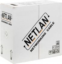 Кабель NETLAN U/UTP 4 пары, Кат.5e (Класс D), 100МГц, одножильный, BC (чистая медь), внутренний, PVC нг(B), серый, 305м (EC-UU004-5E-PVC-GY)
