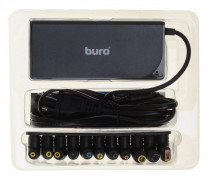 Адаптер питания BURO 90 Вт, универсальный, 11 коннекторов, USB (BUM-0221B90)