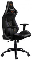 Кресло CANYON искусственная кожа, до 150 кг, материал крестовины: пластик, механизм качания, поясничный упор, цвет: чёрный, Nightfall GС-7 Black (CND-SGCH7)