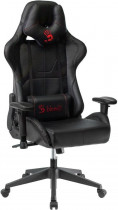 Кресло A4TECH искусственная кожа, до 150 кг, материал крестовины: пластик, механизм качания, поясничный упор, цвет: чёрный (BLOODY GC-500)