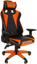 Кресло CHAIRMAN искусственная кожа, до 120 кг, материал крестовины: пластик, механизм качания, поясничный упор, цвет: оранжевый, чёрный, Game 44 Black/Orange, 00-0 (7073779)