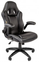 Кресло CHAIRMAN искусственная кожа, до 120 кг, материал крестовины: пластик, механизм качания, цвет: серый, чёрный, Game 15 Black/Gray, 00-0 (7022780/7069666)