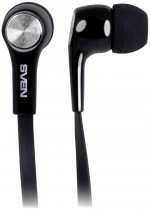 Гарнитура SVEN проводные наушники с микрофоном, затычки, mini jack 3.5 мм, 20-20000 Гц, импеданс: 16 Ом, E-210M, чёрный (SV-015732)