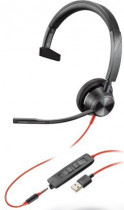 Гарнитура PLANTRONICS проводные наушники с микрофоном, накладные, USB, 20-20000 Гц, импеданс: 32 Ом, регулятор громкости, Blackwire 3315 USB-A, чёрный (213936-01)