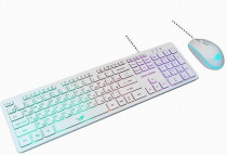 Клавиатура + мышь DIALOG проводные, 1600 dpi, цифровой блок, подсветка клавиш, USB, Gan-Kata, белый (KMGK-1707U WHITE)