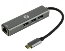 Ethernet-адаптер VCOM USB 3.1 Type-Cm --> RJ-45+3port USB3.0(f) Aluminum Shell (DH311A)