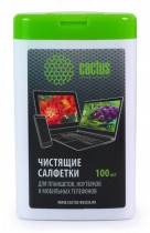 Салфетки CACTUS влажные, для планшетов и смартфонов, туба, 100шт (CS-T1005)