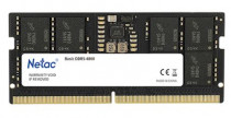 Память NETAC 8 Гб, DDR5, 38400 Мб/с, CL40-40-40-77, 1.1 В, 4800MHz, Basic, SO-DIMM (NTBSD5N48SP-08)