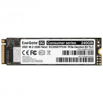 SSD накопитель EXEGATE 240 Гб, внутренний SSD, M.2, 2280, PCI-E x4, чтение: 1400 Мб/сек, запись: 850 Мб/сек, TLC, Next KC2000TP240 (EX282315RUS)