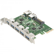 Контроллер EXEGATE EXE-317 PCI-E 2.0, 5*USB3.0 ext + 2*USB3.0 int, разъем доп.питания (OEM) (EX283717RUS)