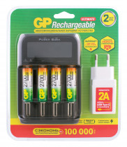 Зарядное устройство GP + Аккумулятор PowerBank AA NiMH 2700mAh (4шт) блистер (270AAHCMHSPBA-2CR4)