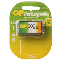 Аккумулятор GP 20R8H 9V NiMH 200mAh (1шт) (GP 20R8H-BC1)