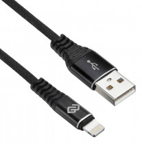Кабель DIGMA USB (m)-Lightning (m) 3м черный (LIGHT-3M-BRAIDED-BLK)