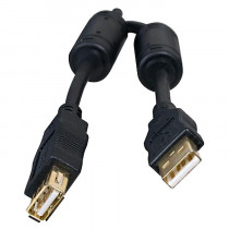 Удлинитель 5BITES USB2.0, AM/AF, зол.разъемы, ферр.кольца, 5м., черный (UC5011-050A)