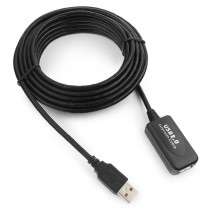 Удлинитель CABLEXPERT USB 2.0 активный , AM/AF, 4.8м, черный, пакет (UAE016-BLACK)