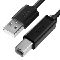 Кабель GREENCONNECT GCR для Принтера, МФУ 0.5m USB 2.0, AM/BM, черный, 28/28 AWG, экран, армир, морозост (UPC5) (GCR-51563)