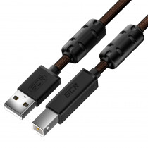 Кабель GREENCONNECT GCR для Принтера, МФУ PROF 1.5m USB 2.0, AM/BM, черно-прозр, ферр кольца, 28/24 AWG, экран, армир, морозост (UPC10) (GCR-52414)