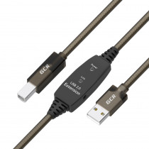 Кабель GREENCONNECT GCR для Принтера, МФУ, активный 5.0m USB 2.0, AM/BM, черно-прозр, с усилителем сигнала, разъём для доп.питания, 28/24 AWG (UECa5) (GCR-53779)