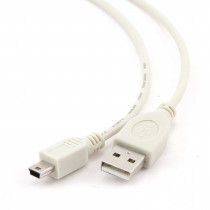 Кабель BION USB 2.0 - mini USB, AM/miniB, 1.8м, белый (BXP-CC-USB2-AM5P-018)