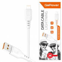Кабель GOPOWER GP01L USB (m)-Lightning (m) 1.0м 2.4A ПВХ белый (1/800) (00-00018567)