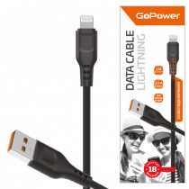 Кабель GOPOWER GP01L USB (m)-Lightning (m) 1.0м 2.4A ПВХ черный (1/800) (00-00018568)