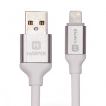 Кабель HARPER Силиконовый для зарядки и синхронизации USB - Lightning, (1м, способны заряжать устройства до 2х ампер) (SCH-530 white)