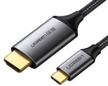 Кабель UGREEN MM142 (50570) USB-C to HDMI Male to Male Cable Aluminum Shell. Длина: 1,5 м. Цвет: серый MM142 (50570) USB-C to HDMI Male to Male Cable Aluminum Shell 1.5m. - Grey (50570_)