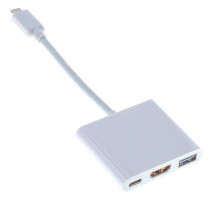 Адаптер BURO переходник USB Type-C (m) HDMI (f) USB 3.0 A(f) USB Type-C (f) белый (BHP RET TPC-HDM)