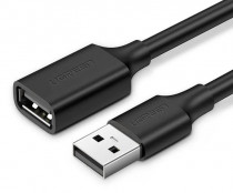 Удлинитель UGREEN US103 (10317) USB 2.0 A Male to A Female Cable. Длина 3 м. Цвет: черный US103 (10317) USB 2.0 A Male to A Female Cable 3m - Black (10317_)