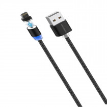 Кабель MORE CHOICE Smart USB 2.4A для Lightning 8-pin Magnetic K61Si нейлон 1м (Black) (K61SIB)