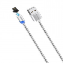 Кабель MORE CHOICE Smart USB 2.4A для Lightning 8-pin Magnetic K61Si нейлон 1м (Silver) (K61SIS)