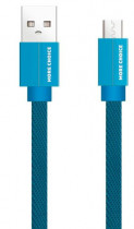 Кабель MORE CHOICE USB 2.1A для micro плоский USB K20m нейлон 1м (Blue) (K20MBL)