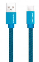 Кабель MORE CHOICE USB 2.1A для Type-C плоский K20a нейлон 1м (Blue) (K20ABL)