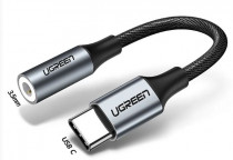 Переходник UGREEN AV142 (30632) USB Type C to 3.5mm Female Cable. Длина 10 см. Цвет: серый AV142 (30632) USB Type C to 3.5mm Female Cable 10cm. - Grey (30632_)