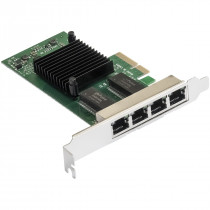 Сетевой адаптер EXEGATE EXE-I350-T4V2 (PCI-E x4 v2.1, порты 4xRJ45 (медные), 10/100/1000Mbps, Gigabit NIC Intel Chipset NHI350AM4) (EX292508RUS)