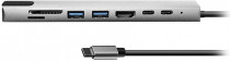 Док-станция BION Мульти USB Type-C - 2*USB Type-C/2*USB-A 3.0/HDMI/SD/TF/RJ-45 100мб/с, 60W, длина кабеля 20см (BXP-A-USBC-MULTI-01)