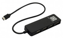 USB хаб 5BITES 4*USB2.0 / TYPE-C PLUG / BLACK (HB24C-210BK)