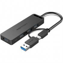 USB хаб VENTION 4-Port USB 3.0 Hub with Type C & USB 3.0 2-in-1 Interface and Power Supply 0.15M ABS Type (CHTBB)