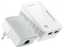Powerline адаптер TP-LINK Powerline Ethernet + WiFi 300Мбит/с , 500 Мбит/с, Fast Ethernet, 2 шт в комплекте (TL-WPA4220 KIT)