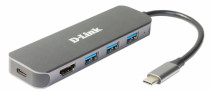 Док-станция D-LINK с разъемом USB Type-C, 3 портами USB 3.0, 1 портом USB Type-C/PD 3.0 и 1 портом HDMI (DUB-2333/A1A)