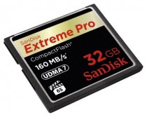 Карта памяти SANDISK 32 Гб, Compact Flash, чтение: 160 Мб/с, запись: 150 Мб/с, Extreme Pro (SDCFXPS-032G-X46)