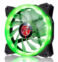 Вентилятор для корпуса RAIJINTEK IRIS 12 GREEN (Singel LED fan, 1pcs/pack), 12025 LED PWM fan, O-type LED brings visible color & brightness, Anti-vibration rubber pads in all four corners, Optimized fan blade design / 15pcs LED / Mesh cable, green (0R400042)