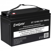 Аккумуляторная батарея EXEGATE ёмкость 100 Ач, напряжение 12 В, DT 12100, под болт М6 (EX282985RUS)